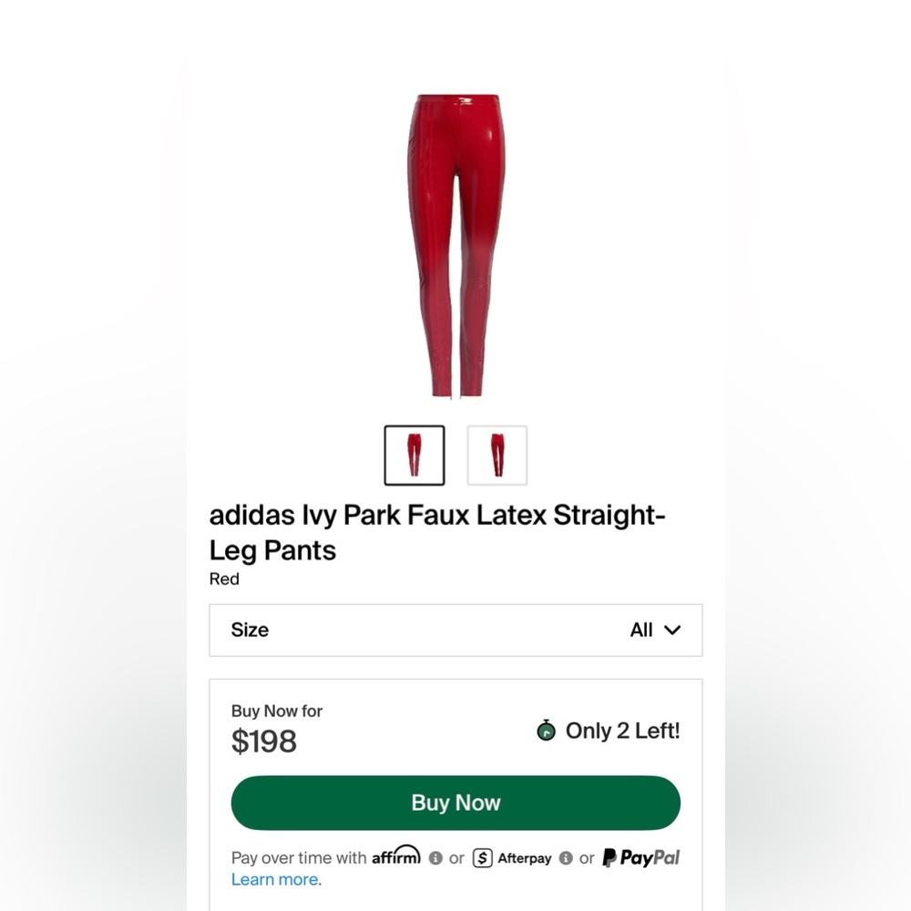 Adidas Ivy Park Red Latex Pants